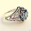 Vintage Blå Glas Sølv Ring
