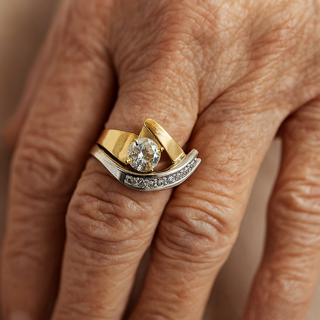 Vintage Uregelmæssig Guld & Sølv Zirconia Ring