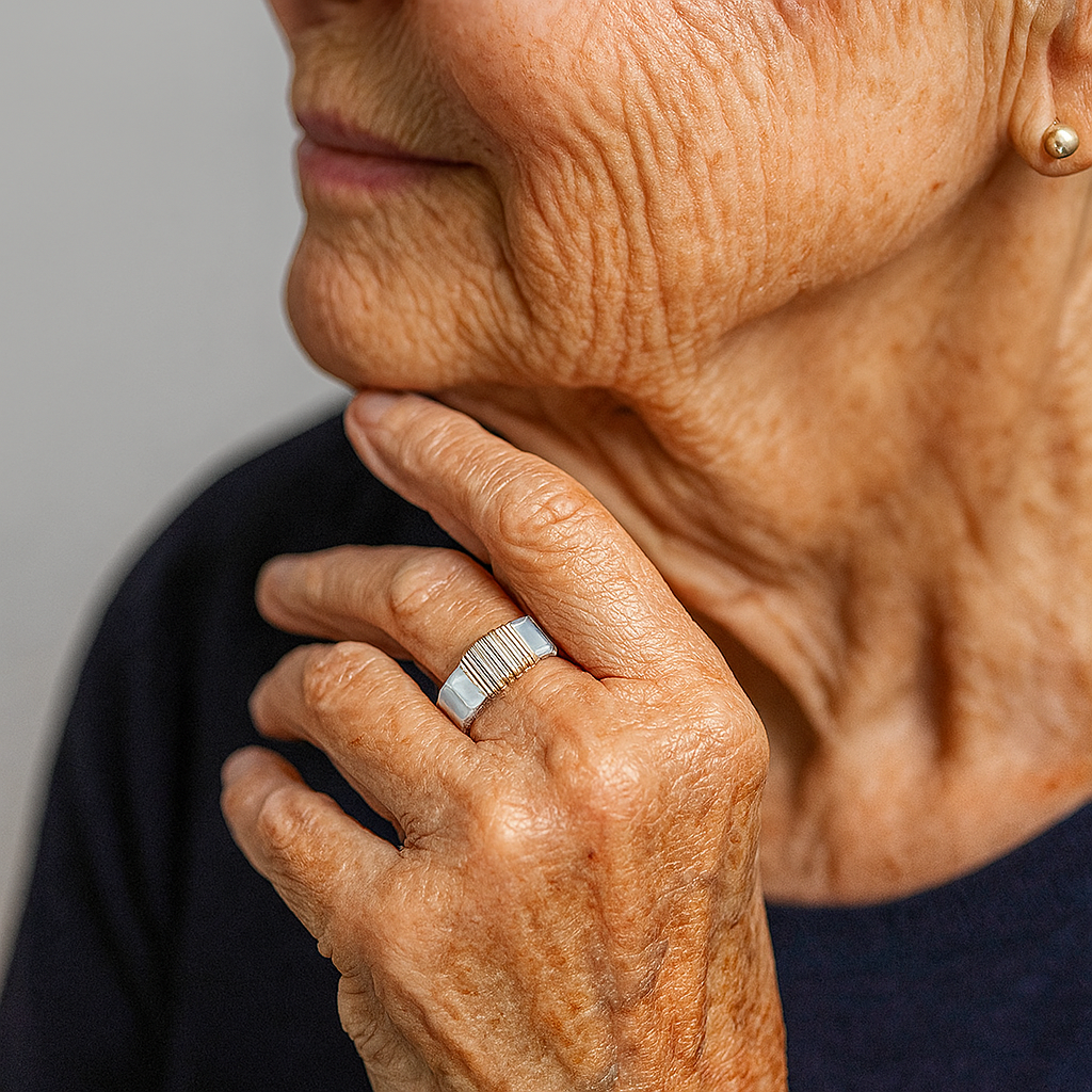 Vintage Gyldne Tråde Sølv Ring