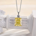 Elegant Gul Safir Radiant Cut Vedhæng Halskæde