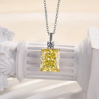 Elegant Gul Safir Radiant Cut Vedhæng Halskæde
