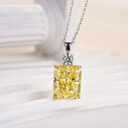 Elegant Gul Safir Radiant Cut Vedhæng Halskæde