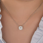 Elegant Halo Cushion Cut Vedhæng Halskæde