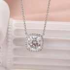 Elegant Halo Cushion Cut Vedhæng Halskæde