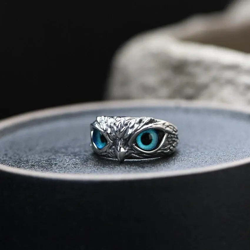 Ugle af held justerbar ring i sølv og opal