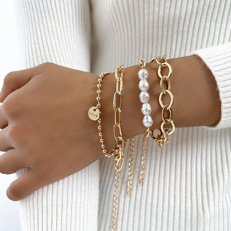 Guld Perle Armbånd