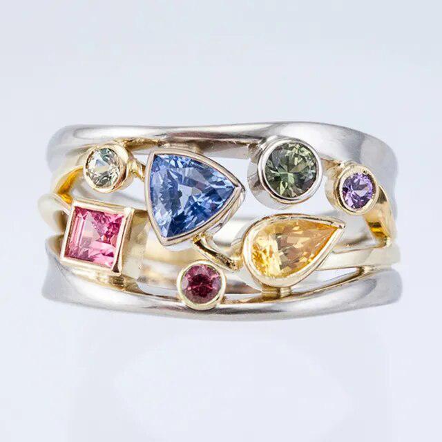 Vintage Farvet Krystalring