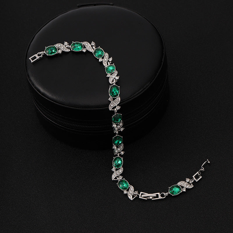 Sølv Emerald Vintage Link Armbånd