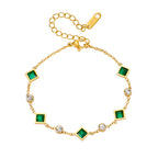 Guld Emerald Station Armbånd