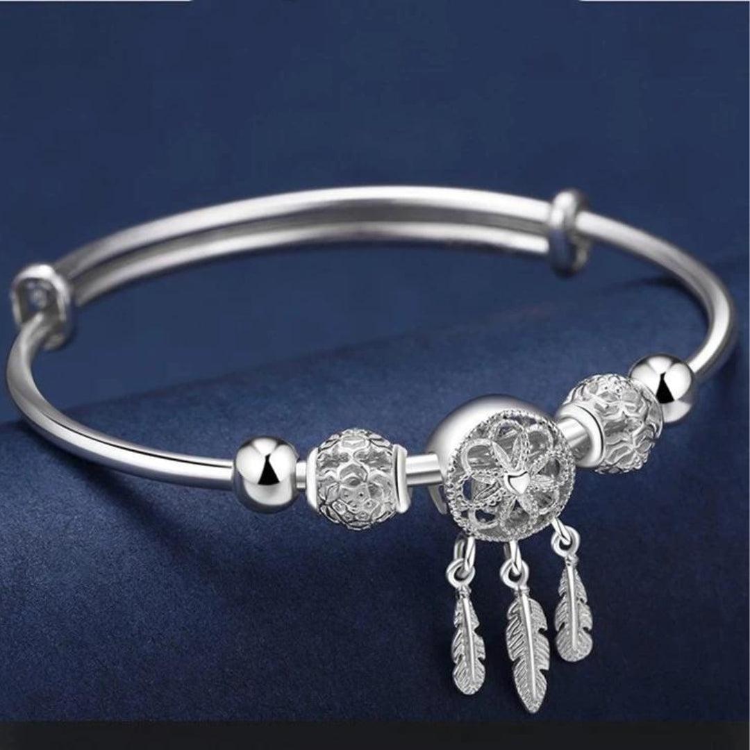 Justerbar armbånd med trekløver charms lavet af 925 sterling sølv
