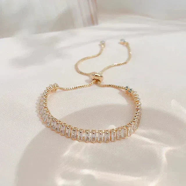 Justerbar Cubic Zirconia Armbånd i Guld og Sølv