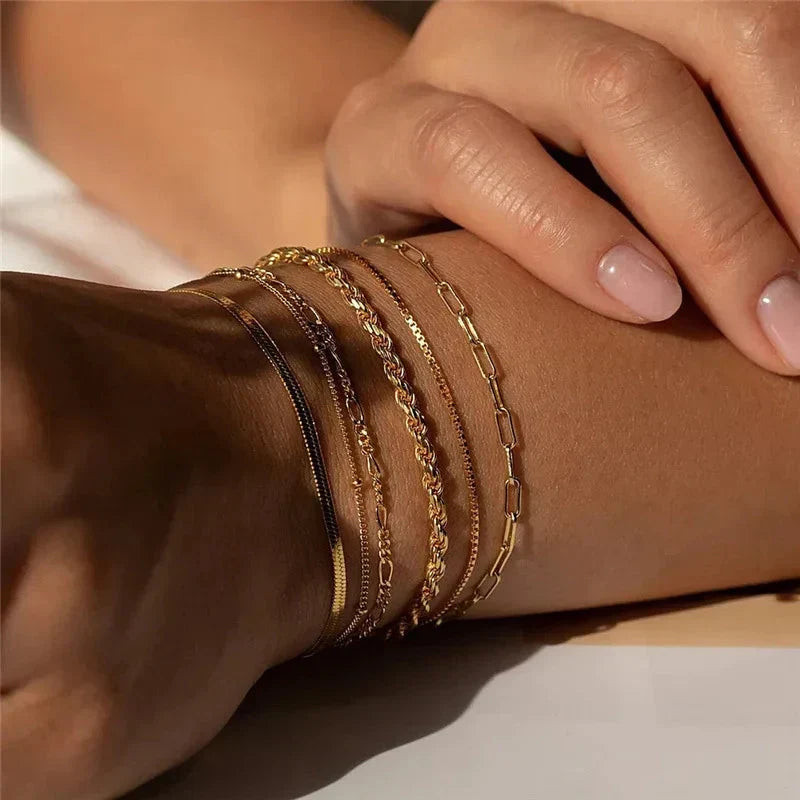 Paige | Sæt af 6 Multi-Lag Armbånd
