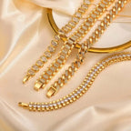 Guld Chunky Cubic Zirconia Justerbar Armbåndsæt