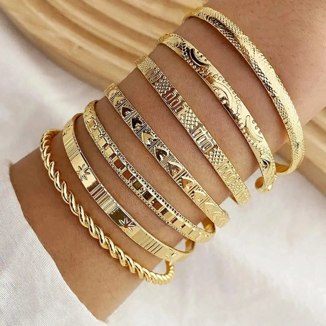 Guld Åben Bangle Resort Armbånd Sæt
