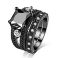 Sort Zircon & Diamant Ring