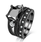 Sort Zircon & Diamant Ring