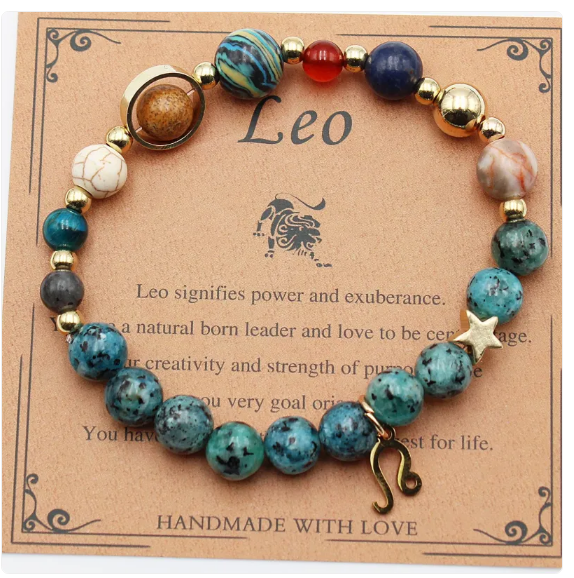 Otto Planeter & 12 Stjernebillede Sten Armbånd