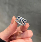 1+1 Tilbud: Oval & Rund Skåret Blå Tanzanit Armbånd + Knyttet Rund Skåret Blå Safir Vielsesring