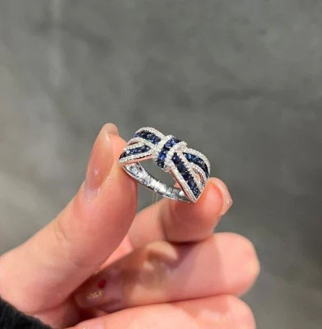 1+1 Tilbud: Oval & Rund Skåret Blå Tanzanit Armbånd + Knude Rund Skåret Blå Safir Vielsesring