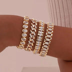 Guld Chunky Cubic Zirconia Justerbar Armbåndsæt