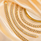 Guld Chunky Cubic Zirconia Justerbar Armbåndsæt