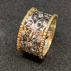 Sølv og Guld Ornate Band Ring