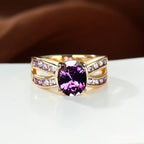 Guld Amethyst Split Band Ring