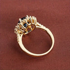 Guld Safir Halo Ring