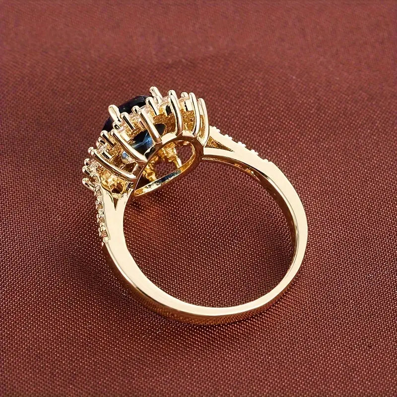 Guld Safir Halo Ring
