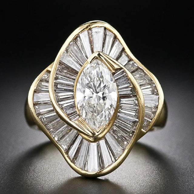 Vintage Zirconia Mesh Guld Ring