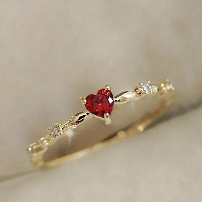 Guld Rubin Hjerte Ring