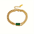 Guld Smaragd Bar Kæde Armbånd