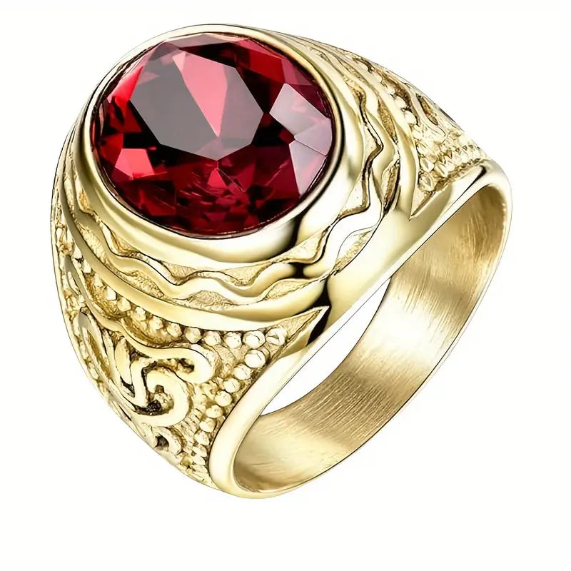 Guld Rubin Gravering Ring