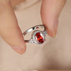 Sølv Rubin Halo Ring