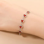 Sølv Rubin Hjerte Kæde Armbånd