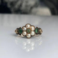 Vintage Grøn Perle Blomst Ring