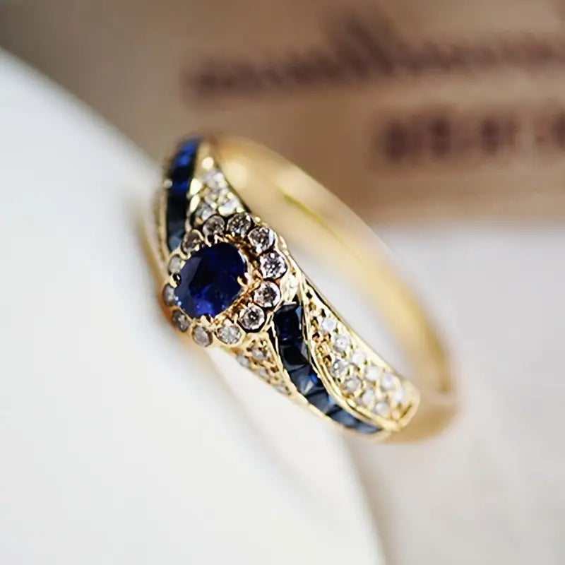 Guld Safir Bånd Ring