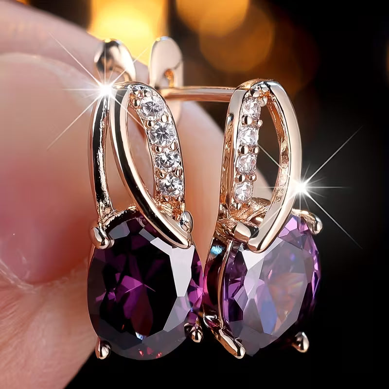 Guld Amethyst Øreringe