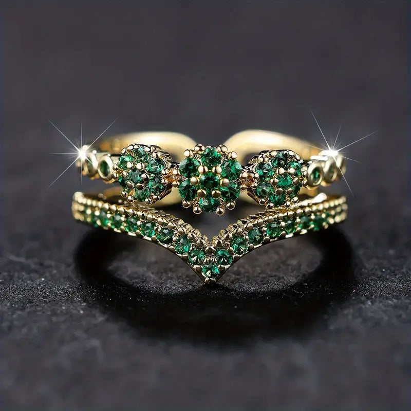 Guld Smaragd Klynge Ring