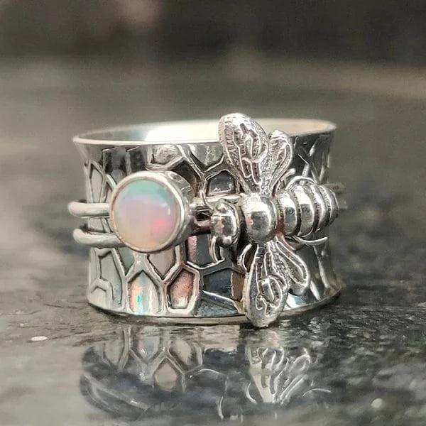 Bi Gemstone Meditation Spinner Ring