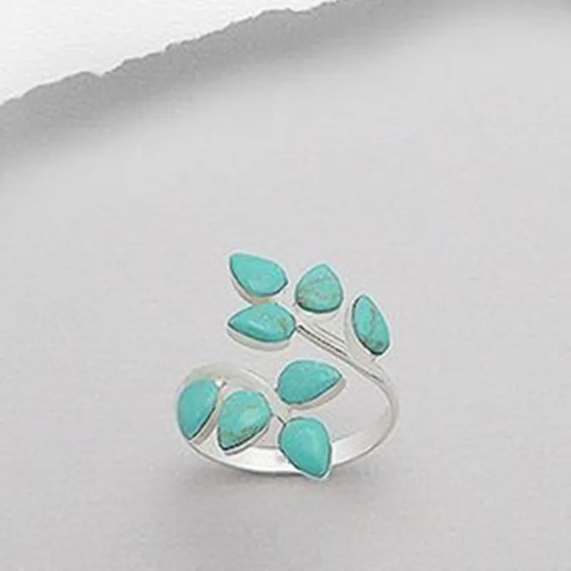 Justerbar Ring med Turquoise Blade