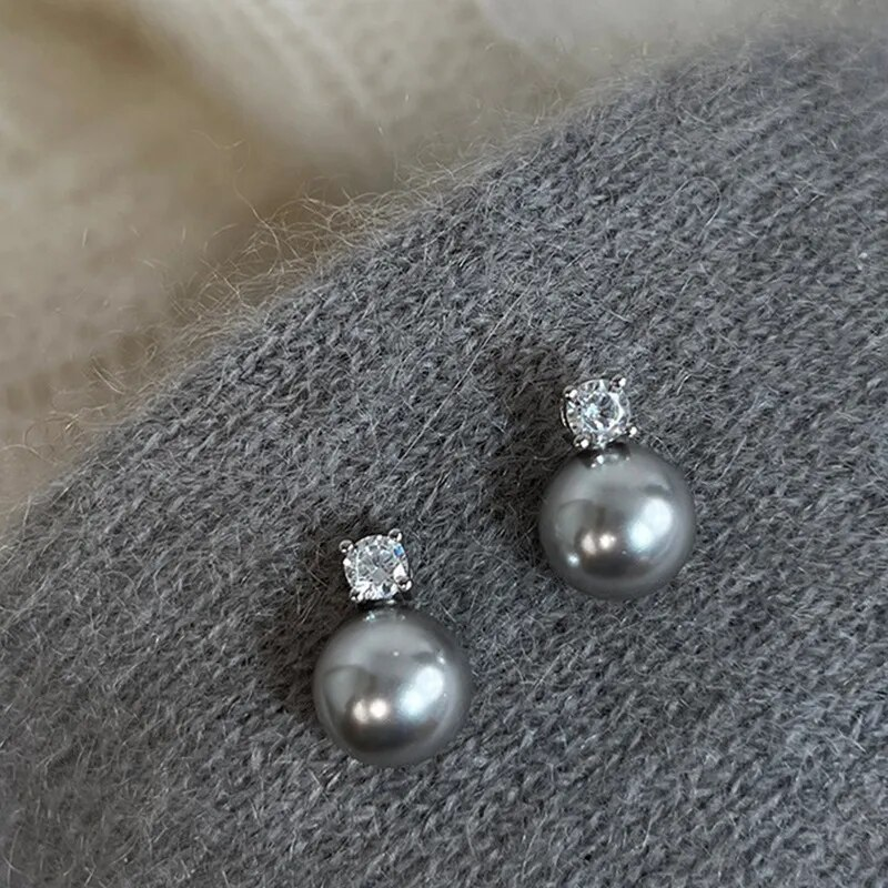 Elegant sorte perle zirconia øreringe