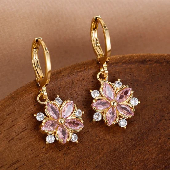 Daisy Pink Krystal Øreringe