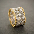 Sølv og Guld Ornate Band Ring