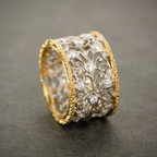 Sølv og Guld Ornate Band Ring