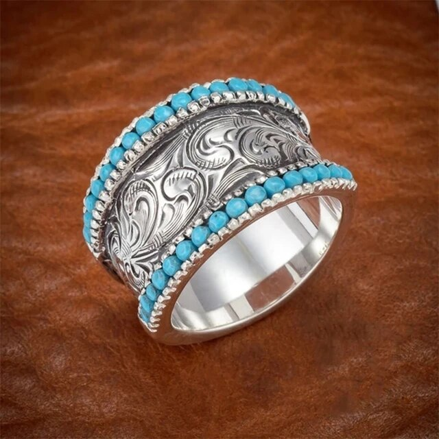 Vintage ring med turkise sten
