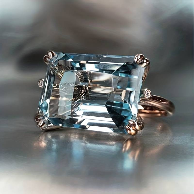 Vintage Blå Zirconia Ring og Sølv Øreringe
