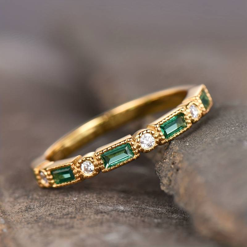 Vintage Grøn Zirkonia Guld Ring