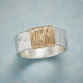 Vintage Gyldne Tråde Sølv Ring