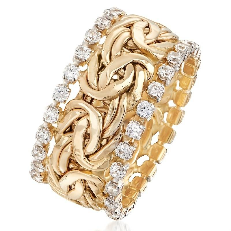 Vintage Guld Flettet Zirconia Ring